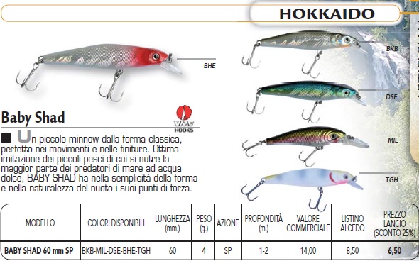 Alcedo Hokkaido Baby Shad mm. 60 gr. 4 colore BHE